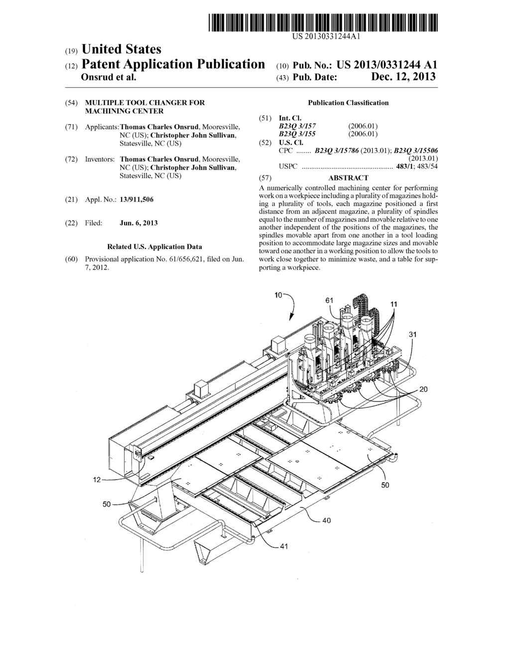 MULTIPLE TOOL CHANGER FOR MACHINING CENTER - diagram, schematic, and image 01