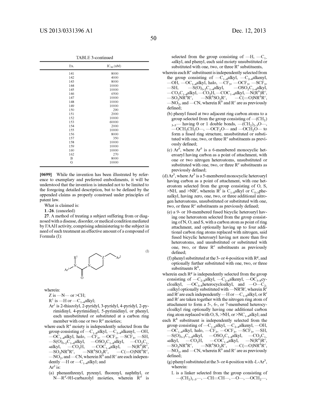 PIPERAZINYL AND PIPERIDINYL UREAS AS MODULATORS OF FATTY ACID AMIDE     HYDROLASE - diagram, schematic, and image 51