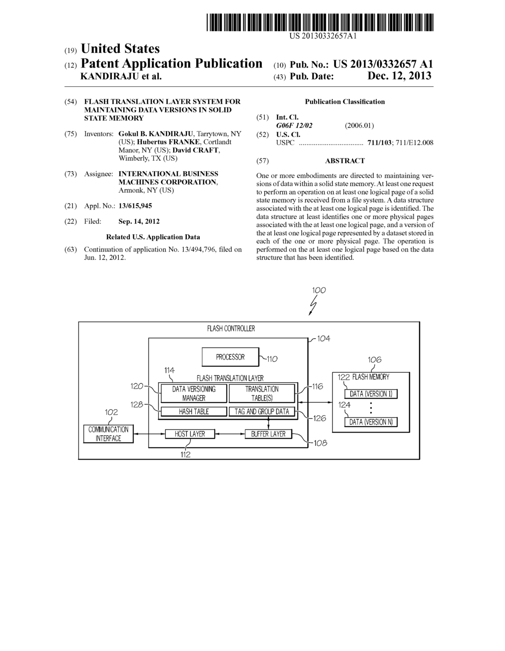 FLASH TRANSLATION LAYER SYSTEM FOR MAINTAINING DATA VERSIONS IN SOLID     STATE MEMORY - diagram, schematic, and image 01