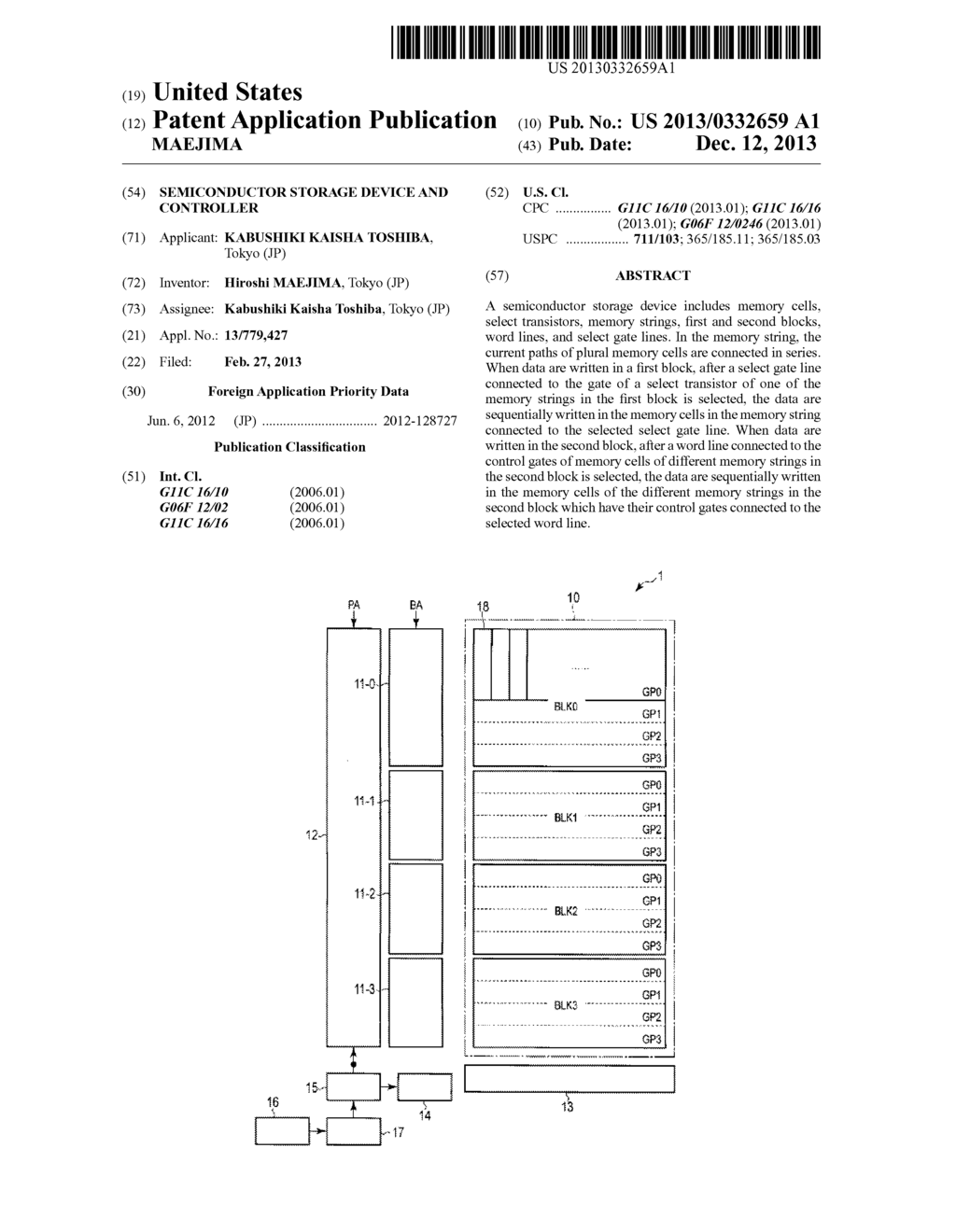 SEMICONDUCTOR STORAGE DEVICE AND CONTROLLER - diagram, schematic, and image 01