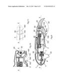 ELECTRICIAN S TOOL HAVING A FOLDABLE BLADE FOR STRIPPING AN ELECTRICAL     CONDUCTOR diagram and image