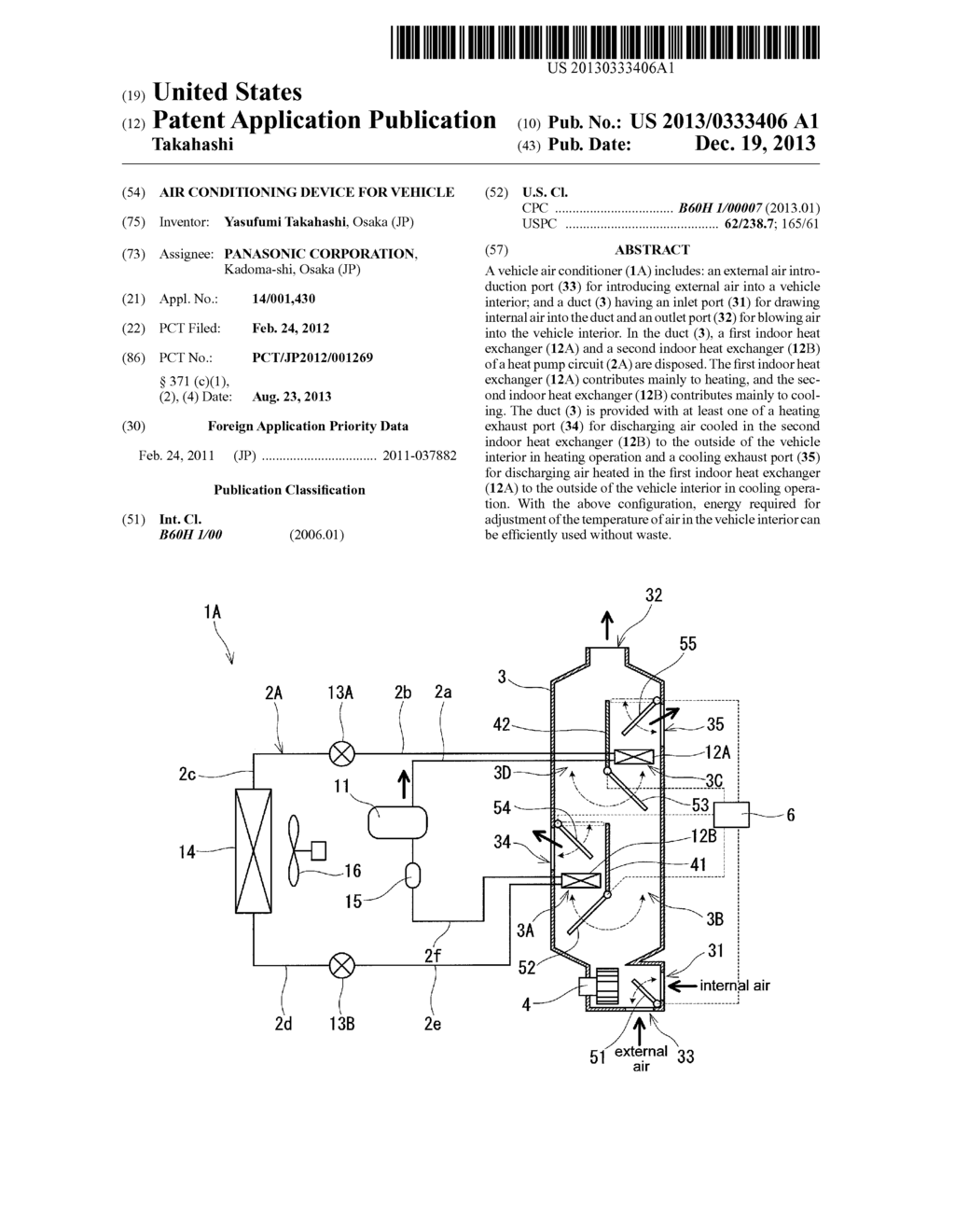 AIR CONDITIONING DEVICE FOR VEHICLE - diagram, schematic, and image 01