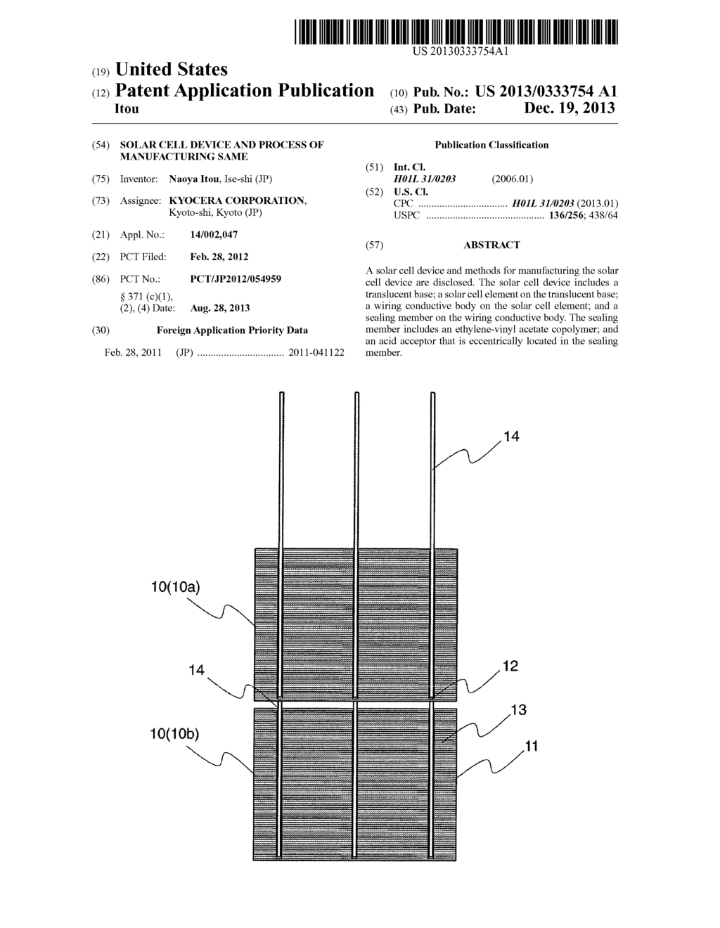 SOLAR CELL DEVICE AND PROCESS OF MANUFACTURING SAME - diagram, schematic, and image 01