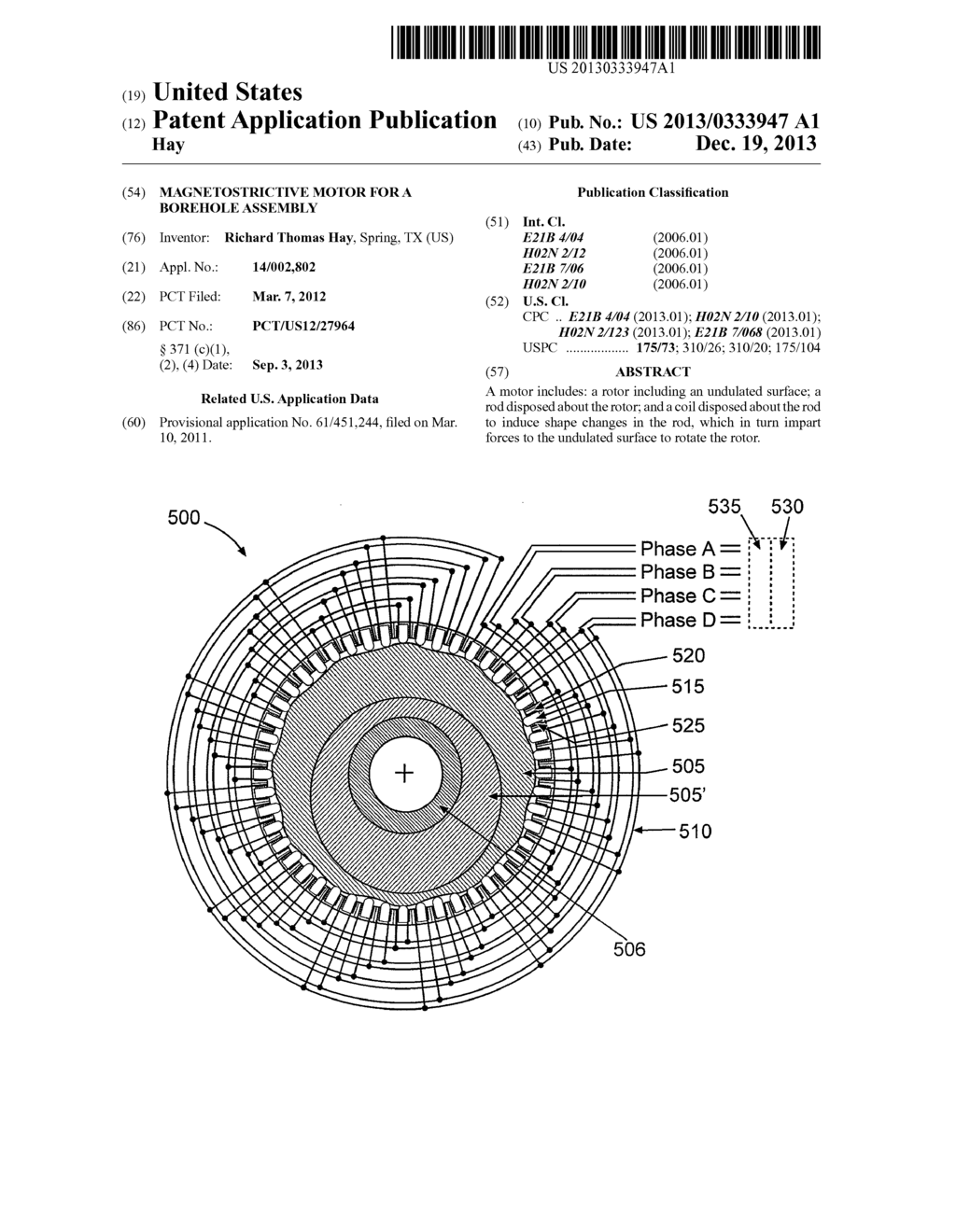 MAGNETOSTRICTIVE MOTOR FOR A BOREHOLE ASSEMBLY - diagram, schematic, and image 01