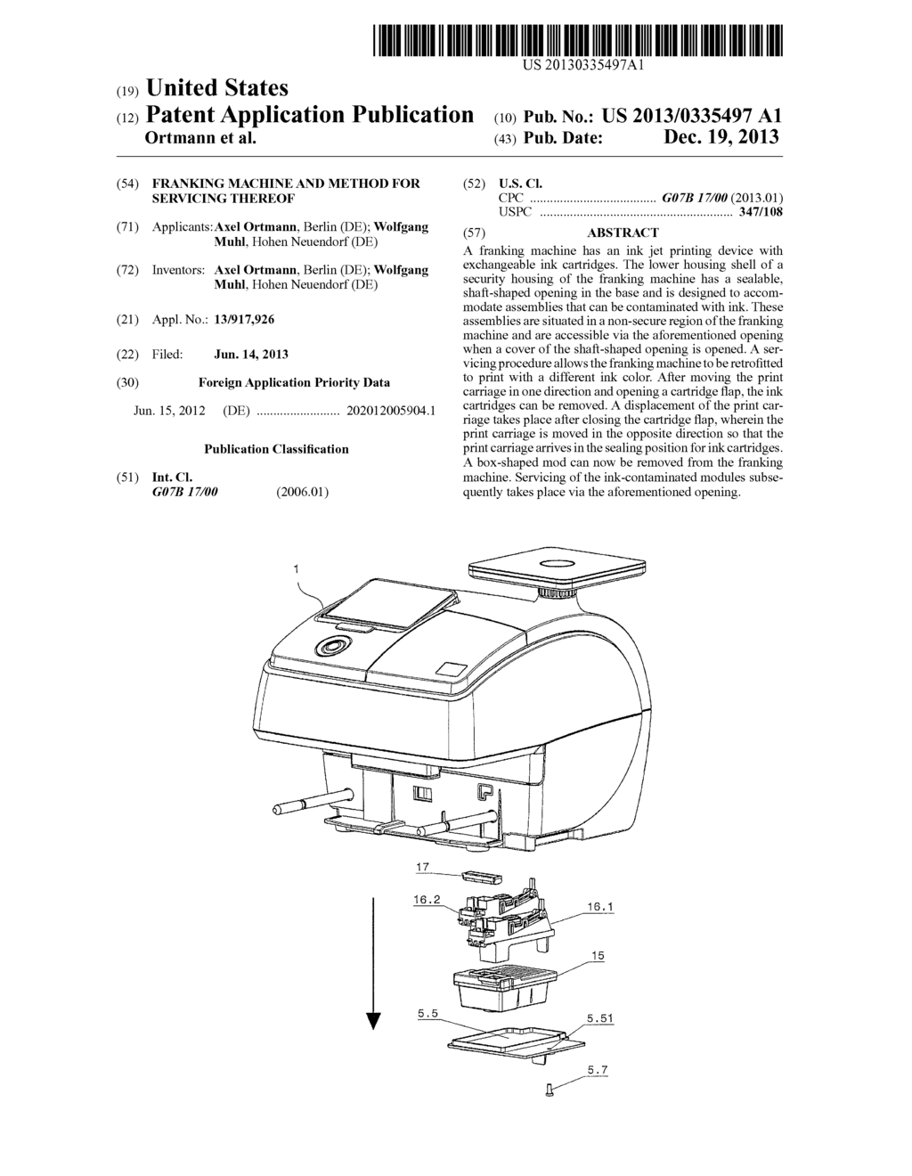 FRANKING MACHINE AND METHOD FOR SERVICING THEREOF - diagram, schematic, and image 01