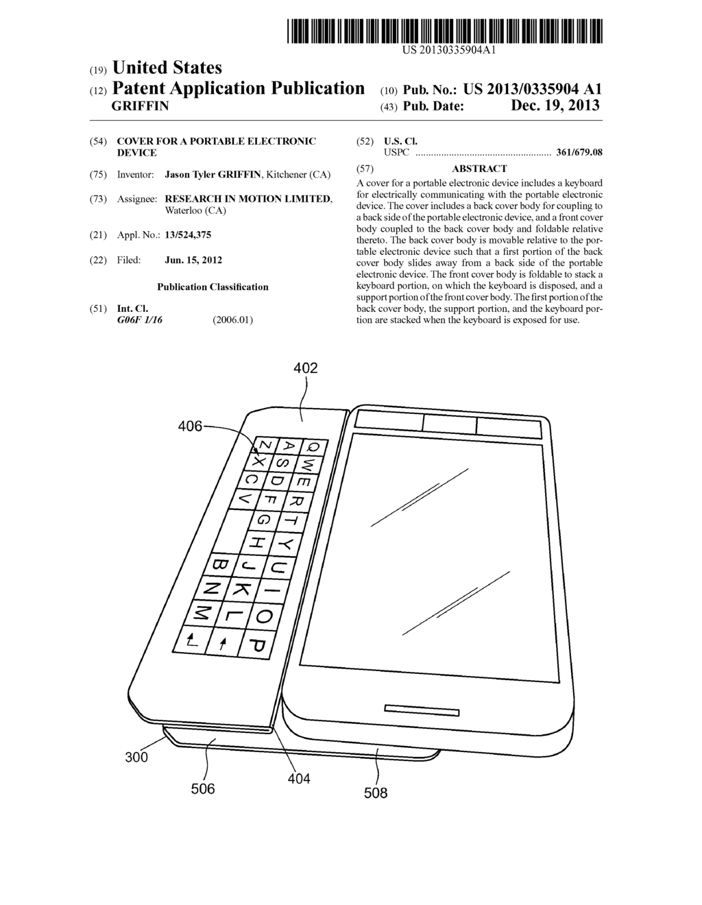 COVER FOR A PORTABLE ELECTRONIC DEVICE - diagram, schematic, and image 01