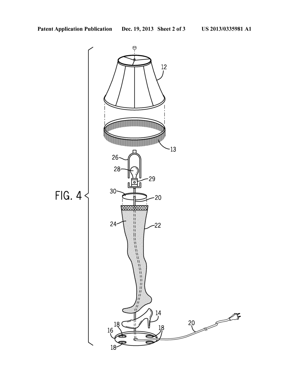 ELECTRIC NOVELTY LAMP SILHOUETTING A HUMAN LEG FORM - diagram, schematic, and image 03