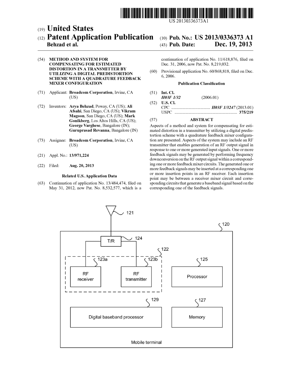 METHOD AND SYSTEM FOR COMPENSATING FOR ESTIMATED DISTORTION IN A     TRANSMITTER BY UTILIZING A DIGITAL PREDISTORTION SCHEME WITH A QUADRATURE     FEEDBACK MIXER CONFIGURATION - diagram, schematic, and image 01