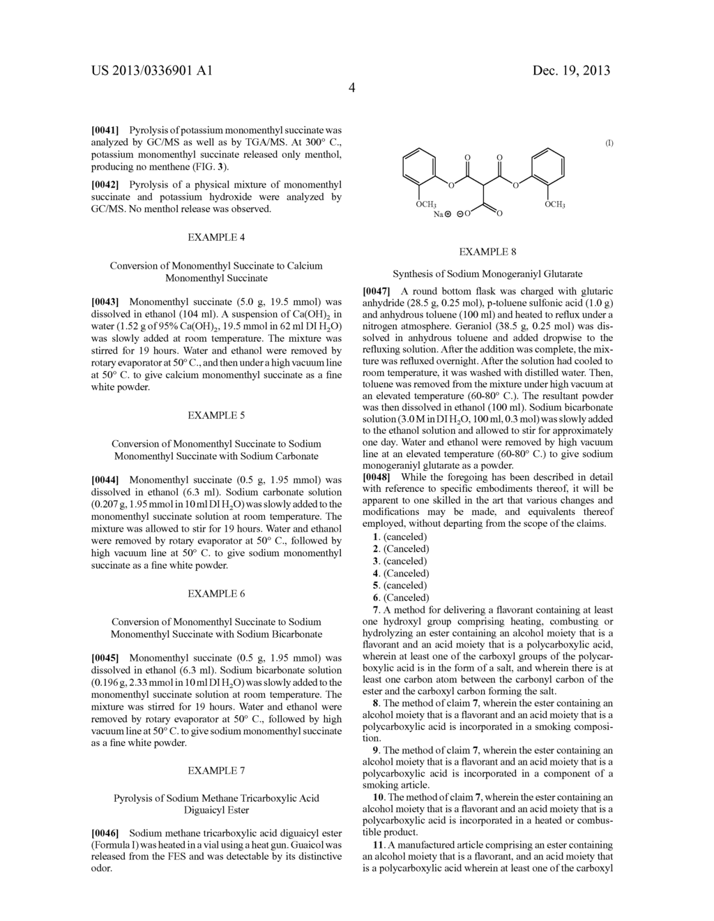 FLAVORANT ESTER SALTS OF POLYCARBOXYLIC ACIDS AND METHODS FOR IMMOBILIZING     AND DELIVERING FLAVORANTS CONTAINING HYDROXYL GROUPS - diagram, schematic, and image 07