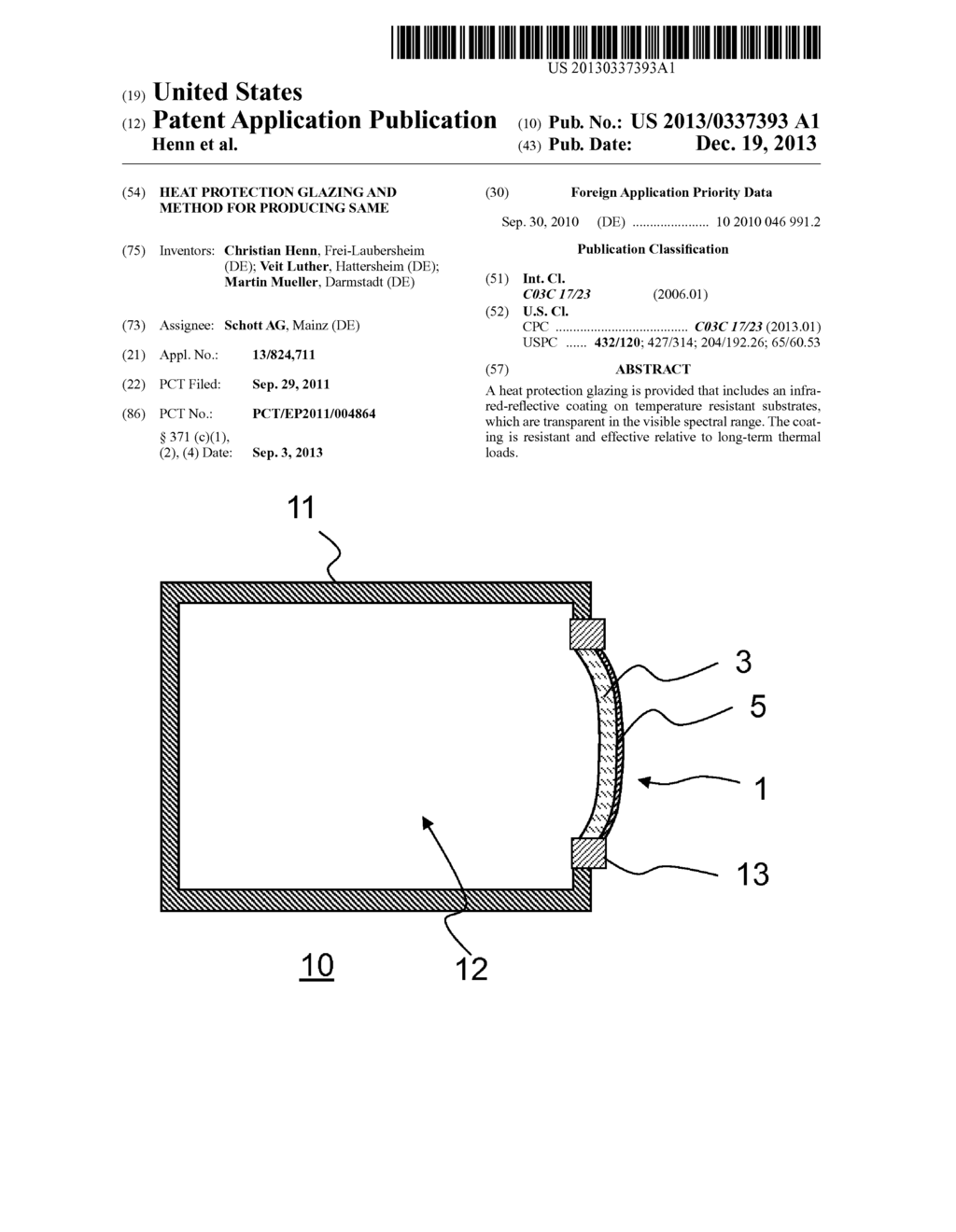 HEAT PROTECTION GLAZING AND METHOD FOR PRODUCING SAME - diagram, schematic, and image 01