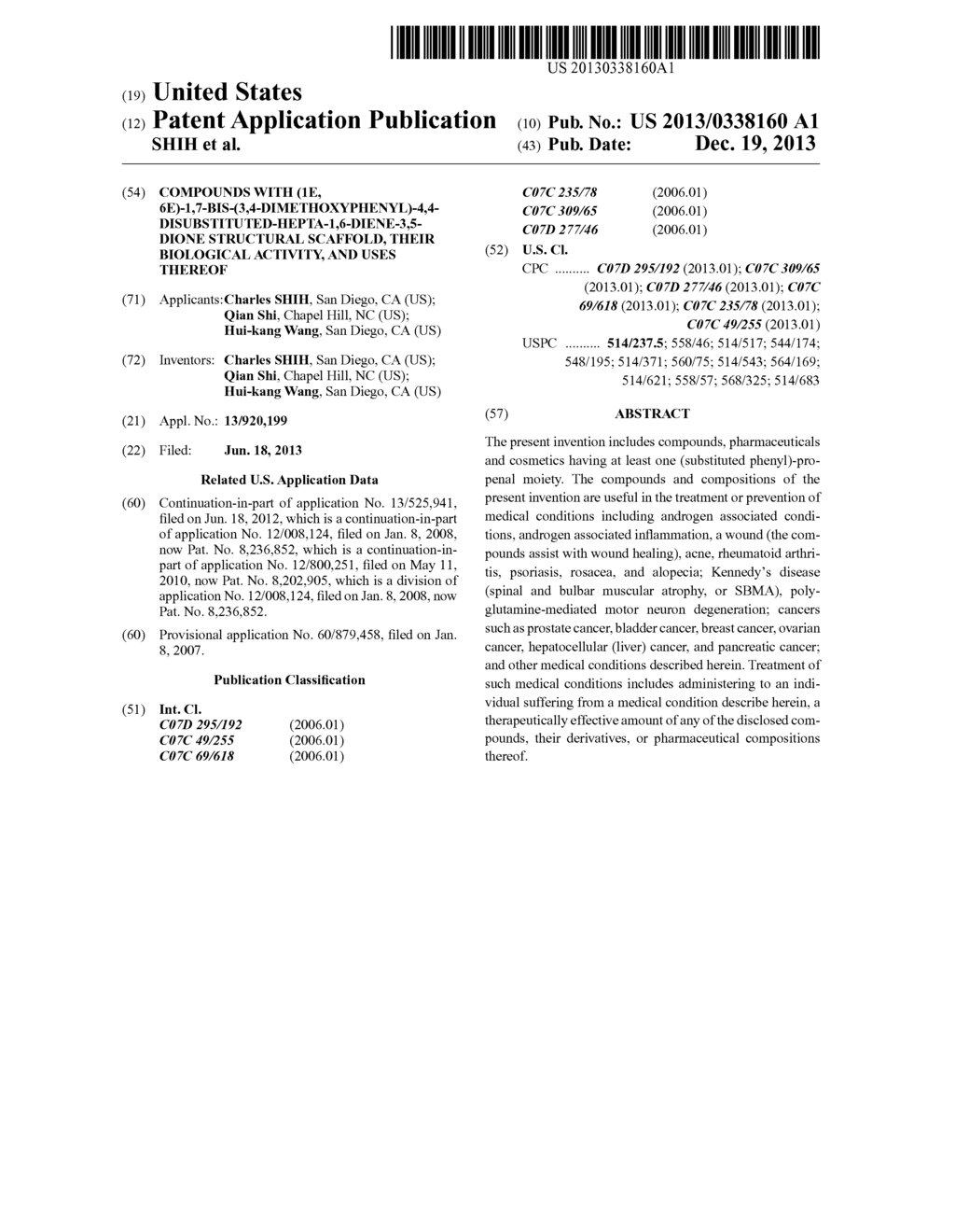 Compounds with (1E,     6E)-1,7-bis-(3,4-dimethoxyphenyl)-4,4-disubstituted-hepta-1,6-diene-3,5-d-    ione structural scaffold, their biological activity, and uses thereof - diagram, schematic, and image 01