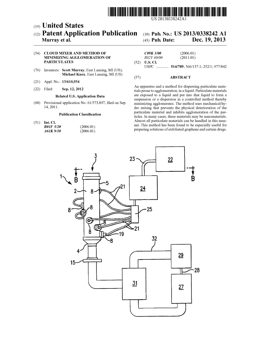 CLOUD MIXER AND METHOD OF MINIMIZING AGGLOMERATION OF PARTICULATES - diagram, schematic, and image 01