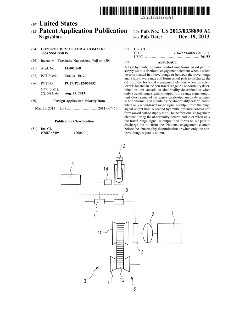 CONTROL DEVICE FOR AUTOMATIC TRANSMISSION - diagram, schematic, and image 01