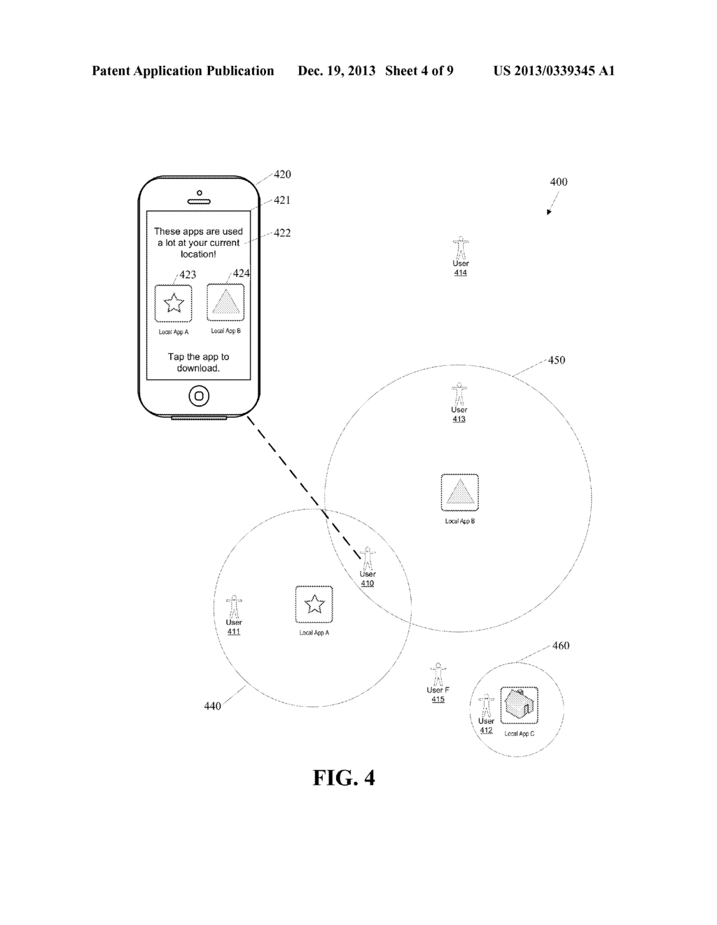 MOBILE DEVICE WITH LOCALIZED APP RECOMMENDATIONS - diagram, schematic, and image 05