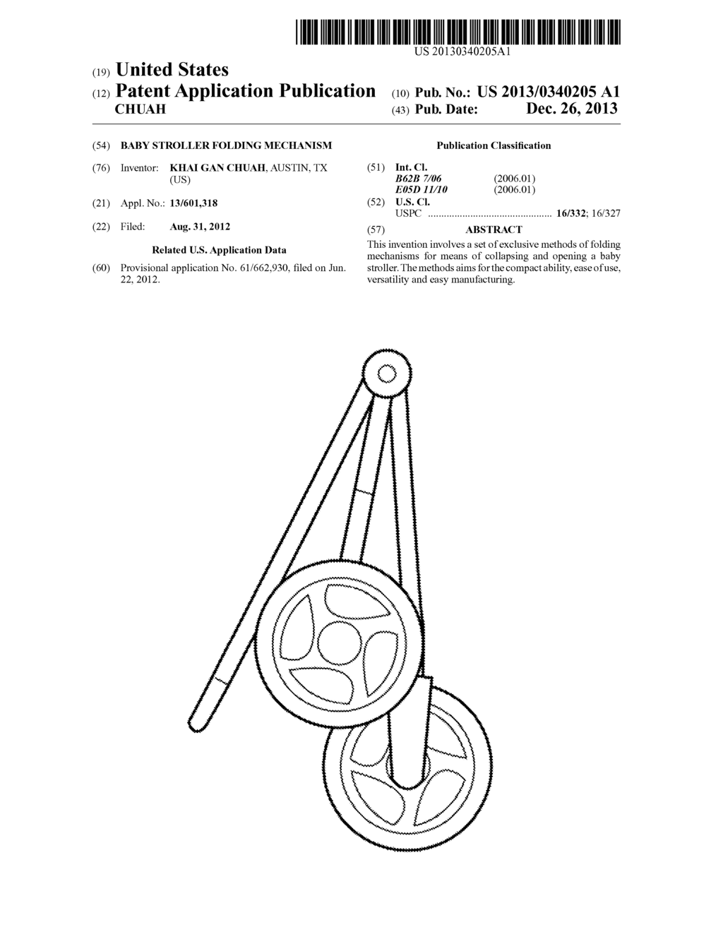 BABY STROLLER FOLDING MECHANISM - diagram, schematic, and image 01