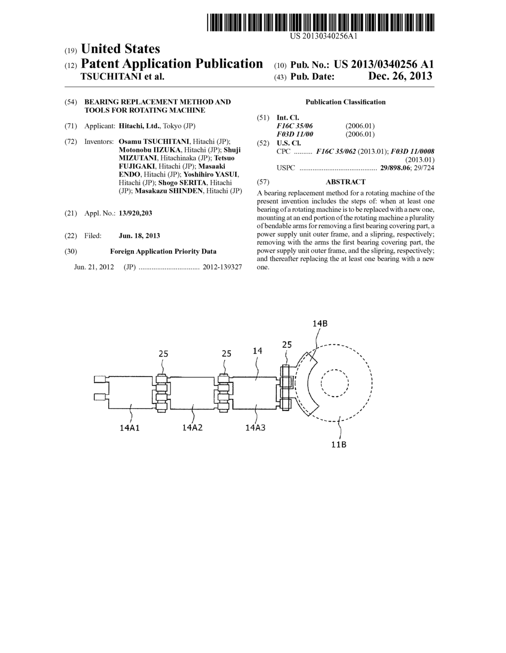 BEARING REPLACEMENT METHOD AND TOOLS FOR ROTATING MACHINE - diagram, schematic, and image 01