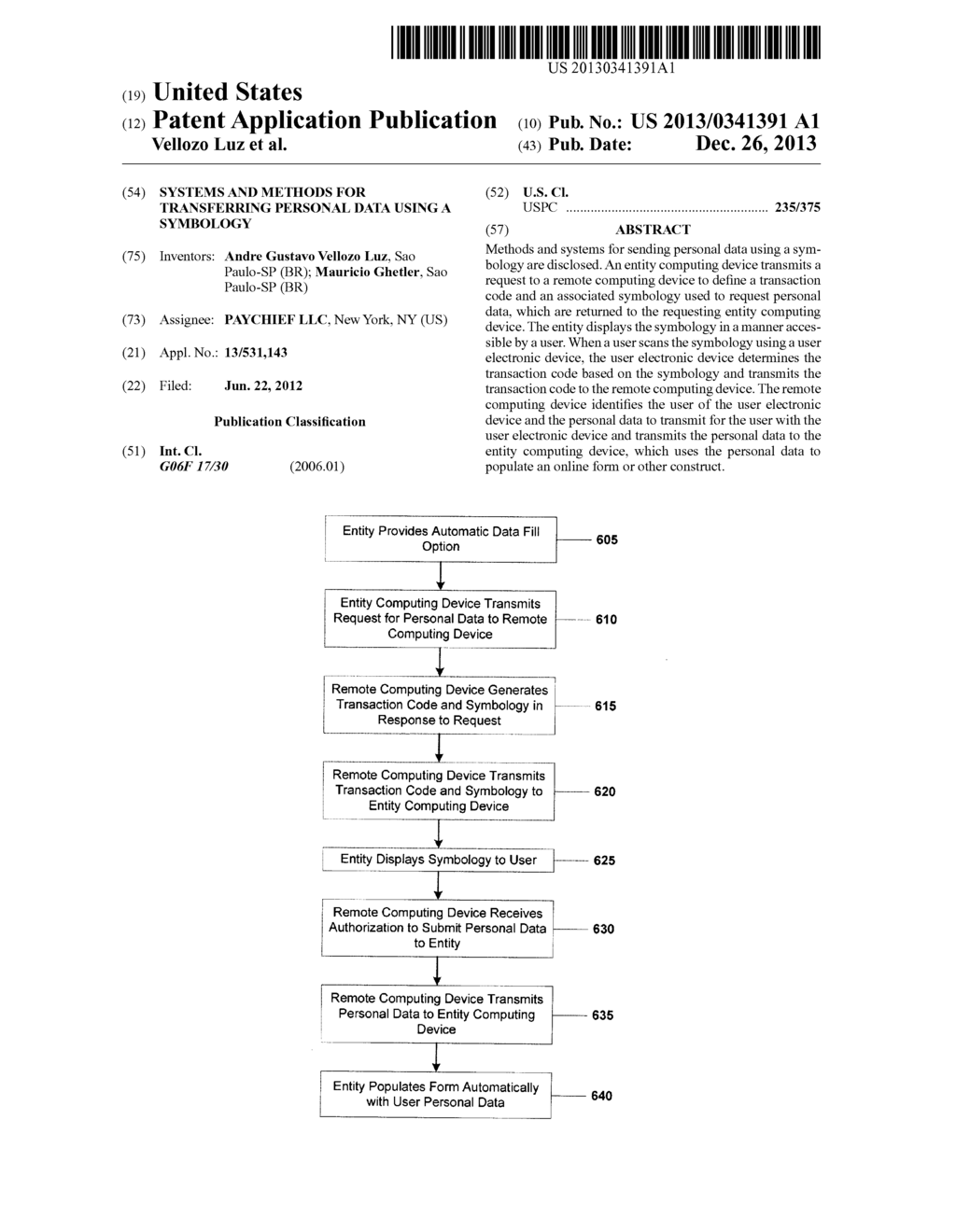 SYSTEMS AND METHODS FOR TRANSFERRING PERSONAL DATA USING A SYMBOLOGY - diagram, schematic, and image 01