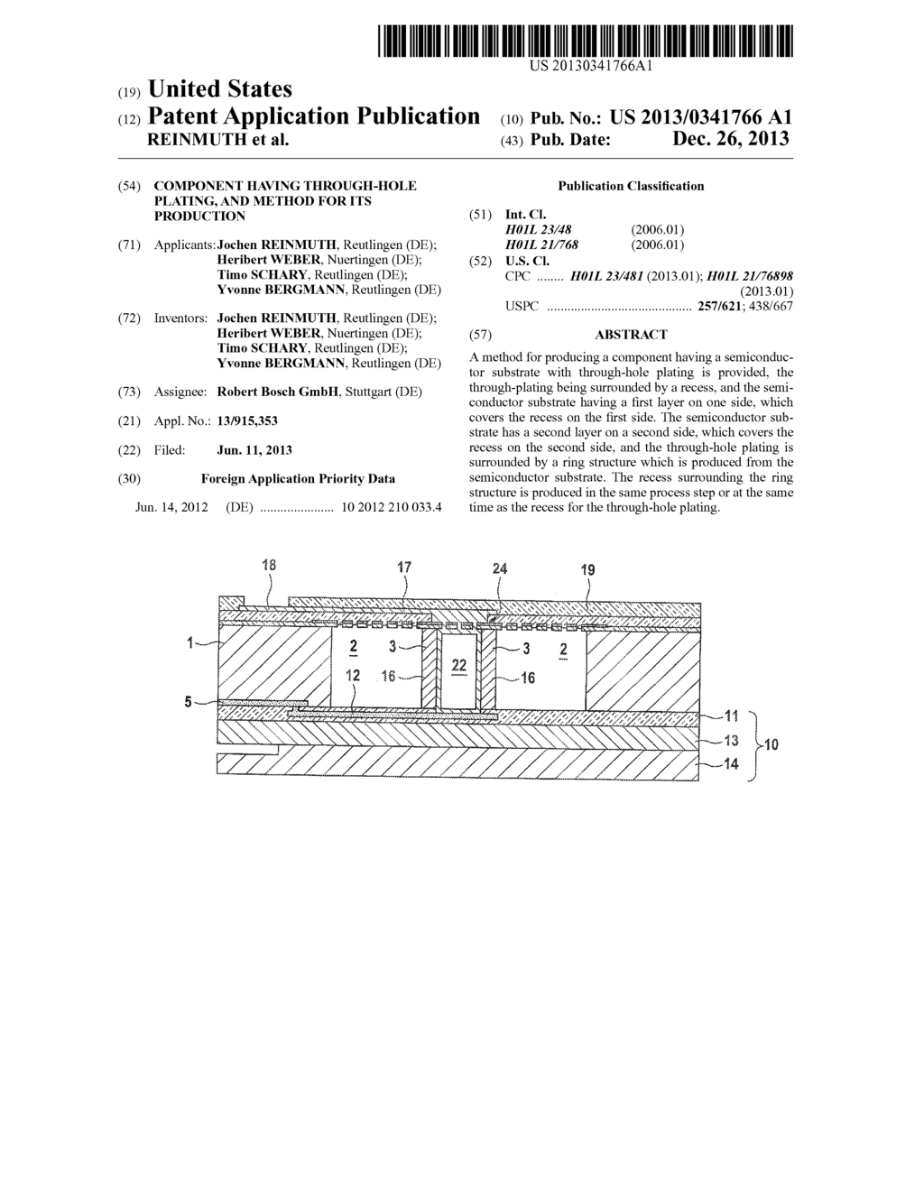 COMPONENT HAVING THROUGH-HOLE PLATING, AND METHOD FOR ITS PRODUCTION - diagram, schematic, and image 01