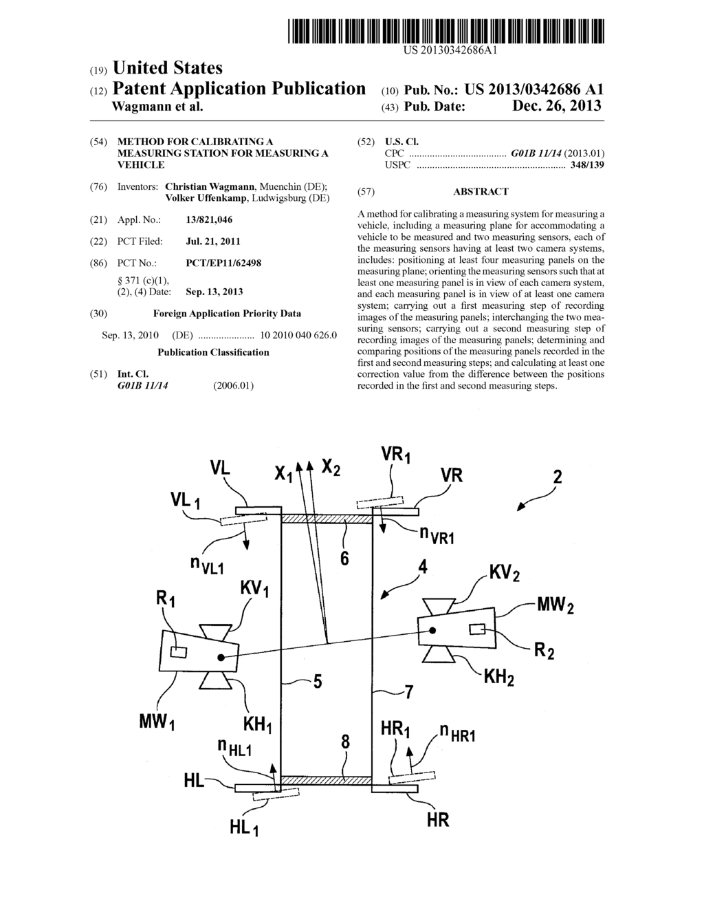 METHOD FOR CALIBRATING A MEASURING STATION FOR MEASURING A VEHICLE - diagram, schematic, and image 01