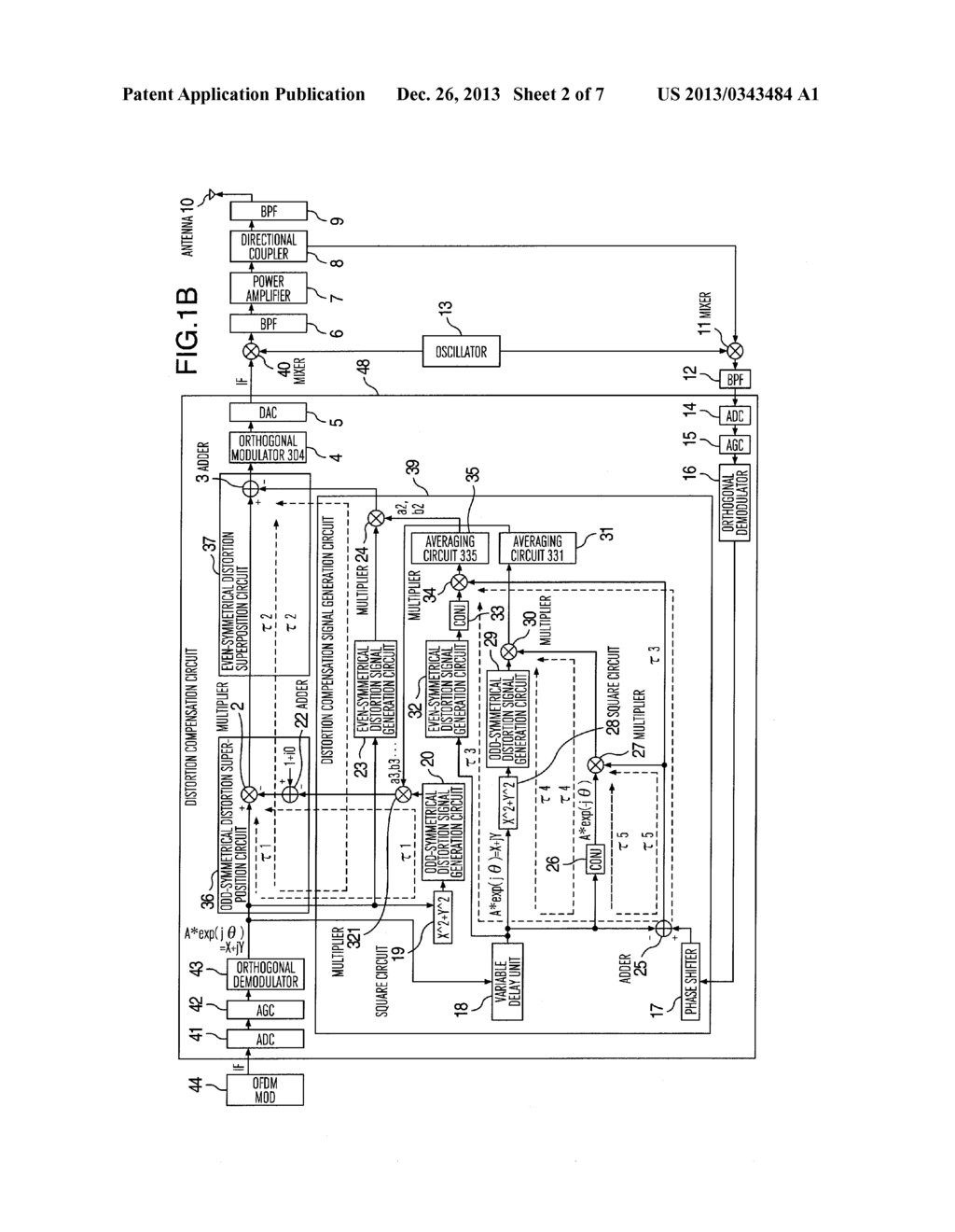 DISTORTION COMPENSATION CIRCUIT, AND TRANSMISSION DEVICE USING DISTORTION     COMPENSATION CIRCUIT AND HIGH-FREQUENCY POWER AMPLIFIER - diagram, schematic, and image 03