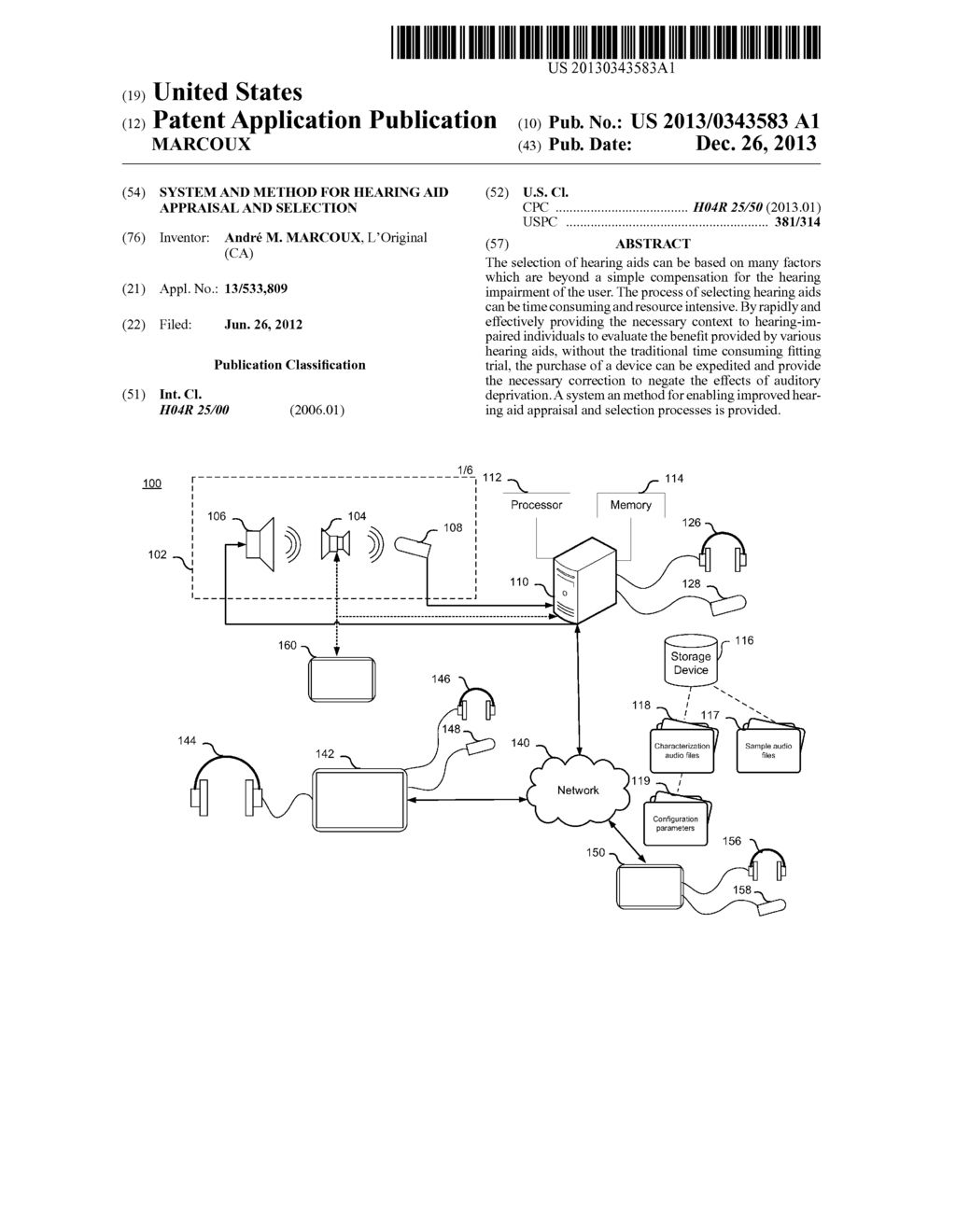 SYSTEM AND METHOD FOR HEARING AID APPRAISAL AND SELECTION - diagram, schematic, and image 01