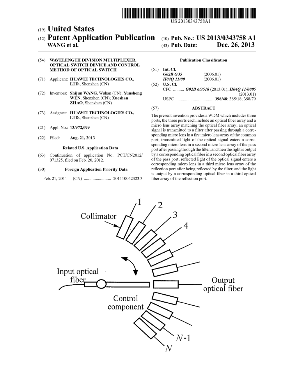 WAVELENGTH DIVISION MULTIPLEXER, OPTICAL SWITCH DEVICE AND CONTROL METHOD     OF OPTICAL SWITCH - diagram, schematic, and image 01