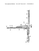 Skid mounted pipe arm with walkway and method diagram and image