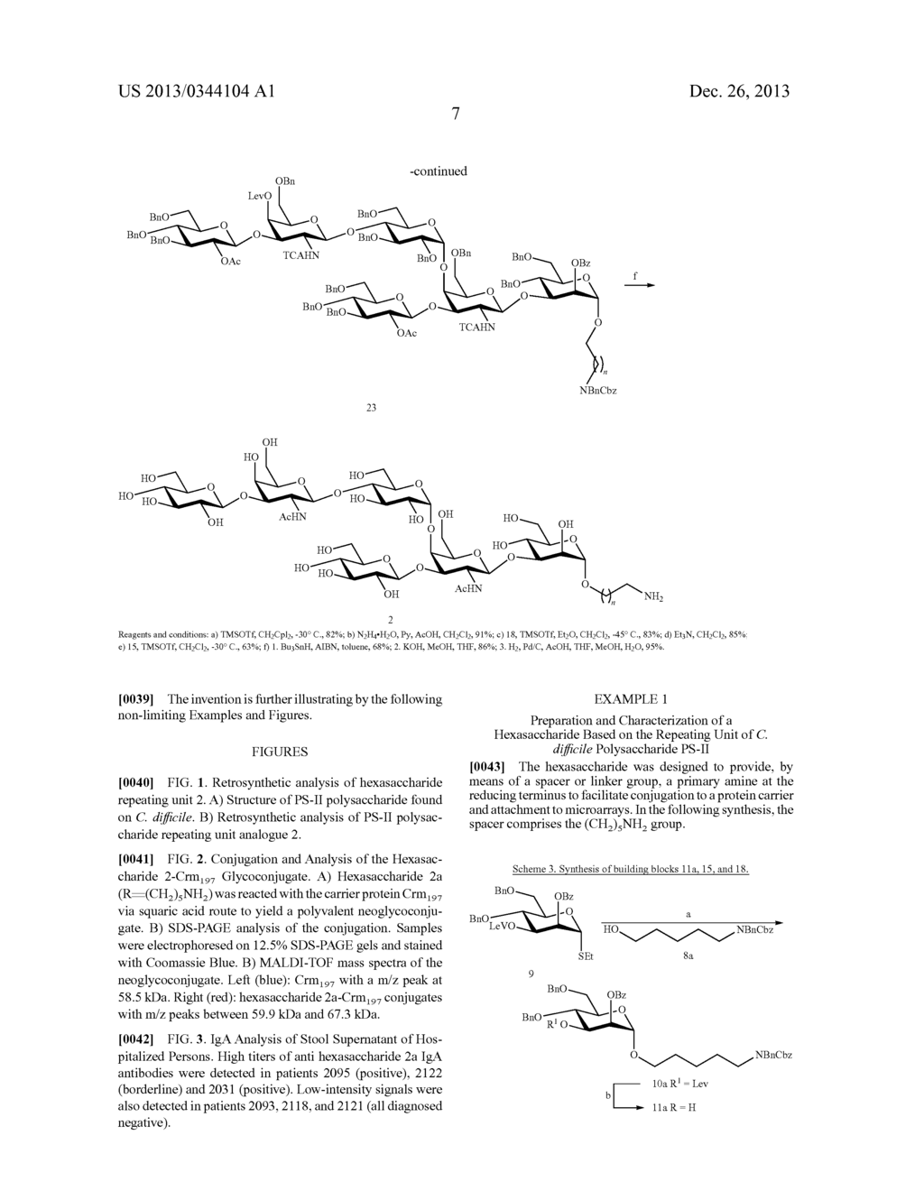 OLIGOSACCHARIDES AND OLIGOSACCHARIDE-PROTEIN CONJUGATES DERIVED FROM     CLOSTRIDIUM DIFFICILE POLYSACCHARIDE PS-II, METHODS OF SYNTHESIS AND USES     THEREOF, IN PARTICULAR AS A VACCINE - diagram, schematic, and image 10