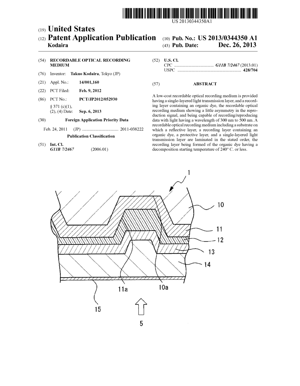 RECORDABLE OPTICAL RECORDING MEDIUM - diagram, schematic, and image 01