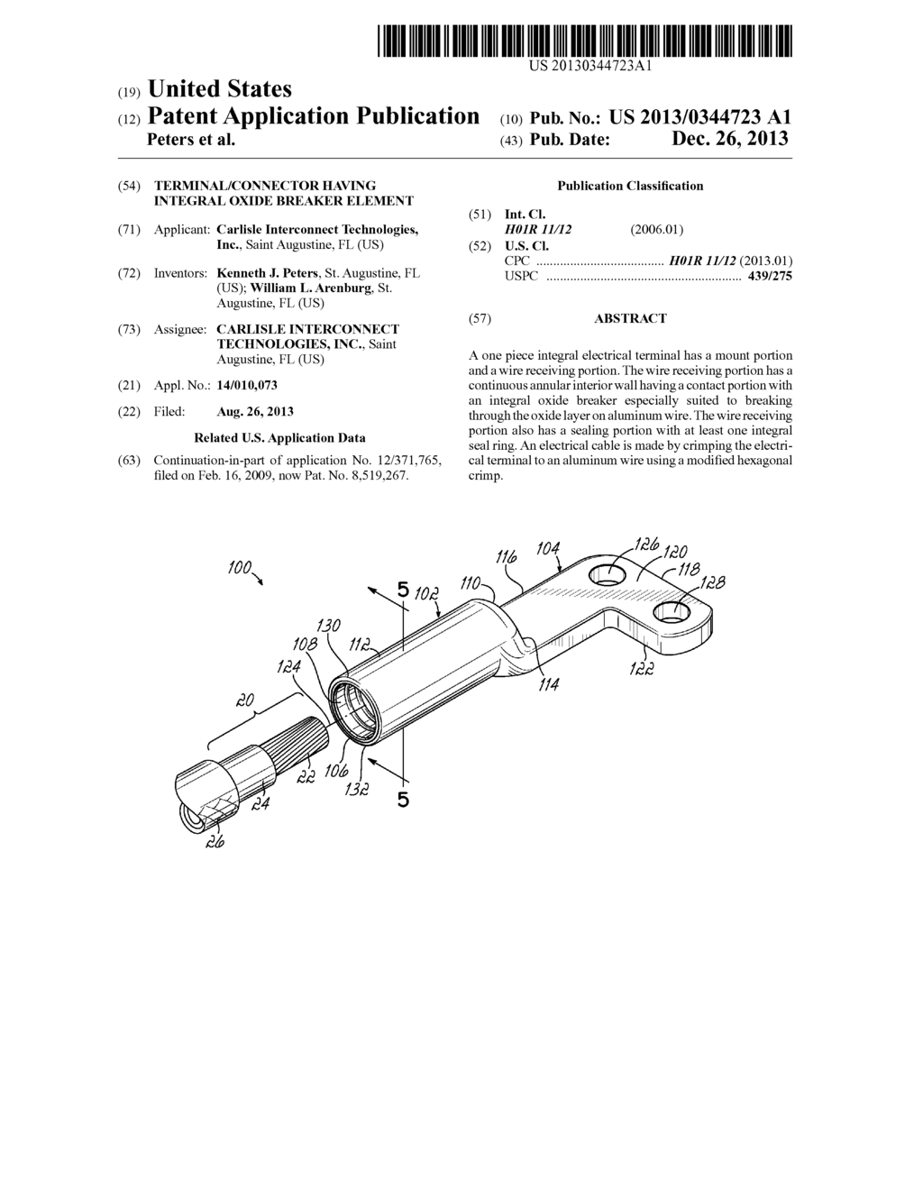 TERMINAL/CONNECTOR HAVING INTEGRAL OXIDE BREAKER ELEMENT - diagram, schematic, and image 01