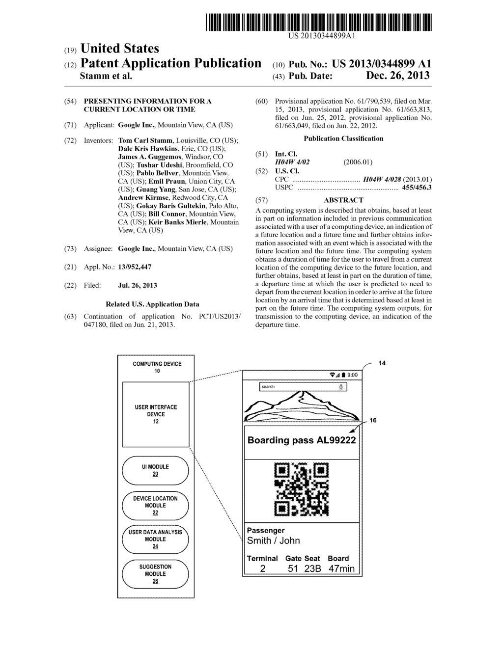 PRESENTING INFORMATION FOR A CURRENT LOCATION OR TIME - diagram, schematic, and image 01