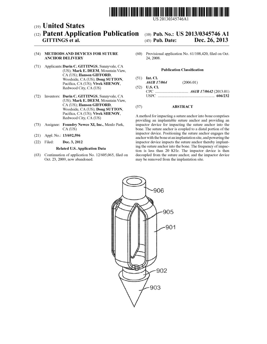 METHODS AND DEVICES FOR SUTURE ANCHOR DELIVERY - diagram, schematic, and image 01