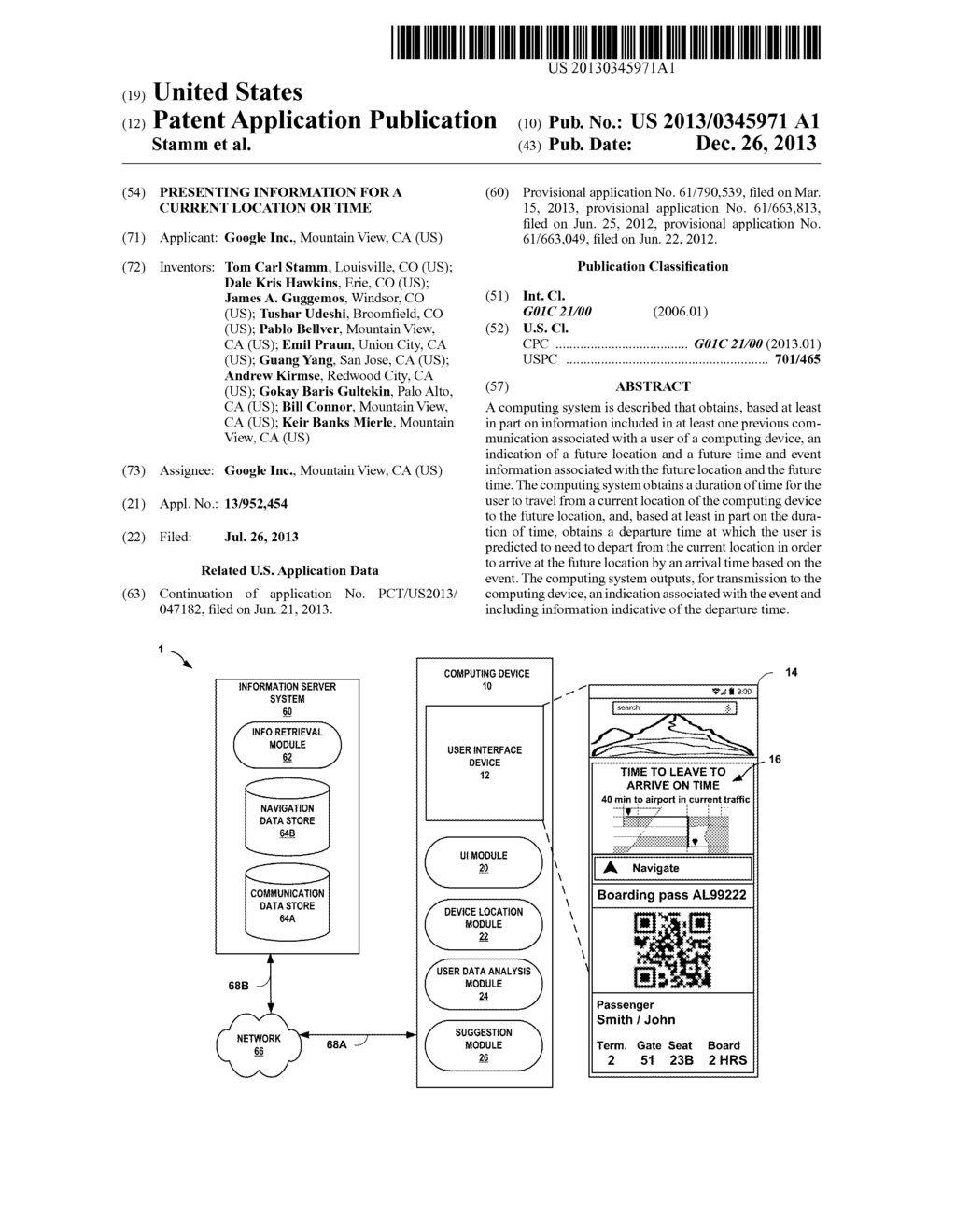 PRESENTING INFORMATION FOR A CURRENT LOCATION OR TIME - diagram, schematic, and image 01