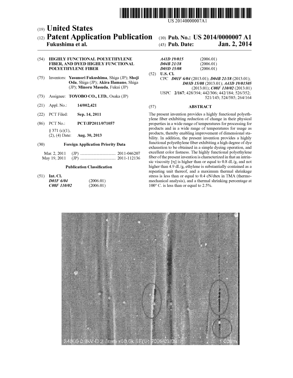 HIGHLY FUNCTIONAL POLYETHYLENE FIBER, AND DYED HIGHLY FUNCTIONAL     POLYETHYLENE FIBER - diagram, schematic, and image 01