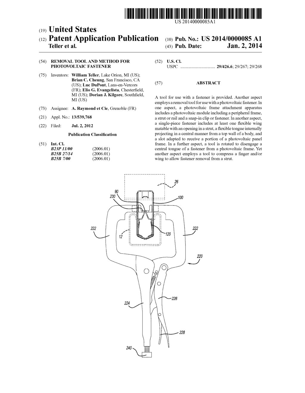 REMOVAL TOOL AND METHOD FOR PHOTOVOLTAIC FASTENER - diagram, schematic, and image 01