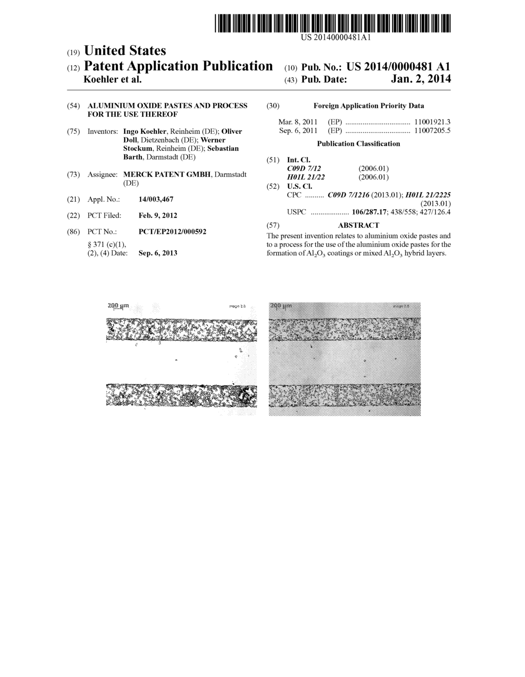 ALUMINIUM OXIDE PASTES AND PROCESS FOR THE USE THEREOF - diagram, schematic, and image 01