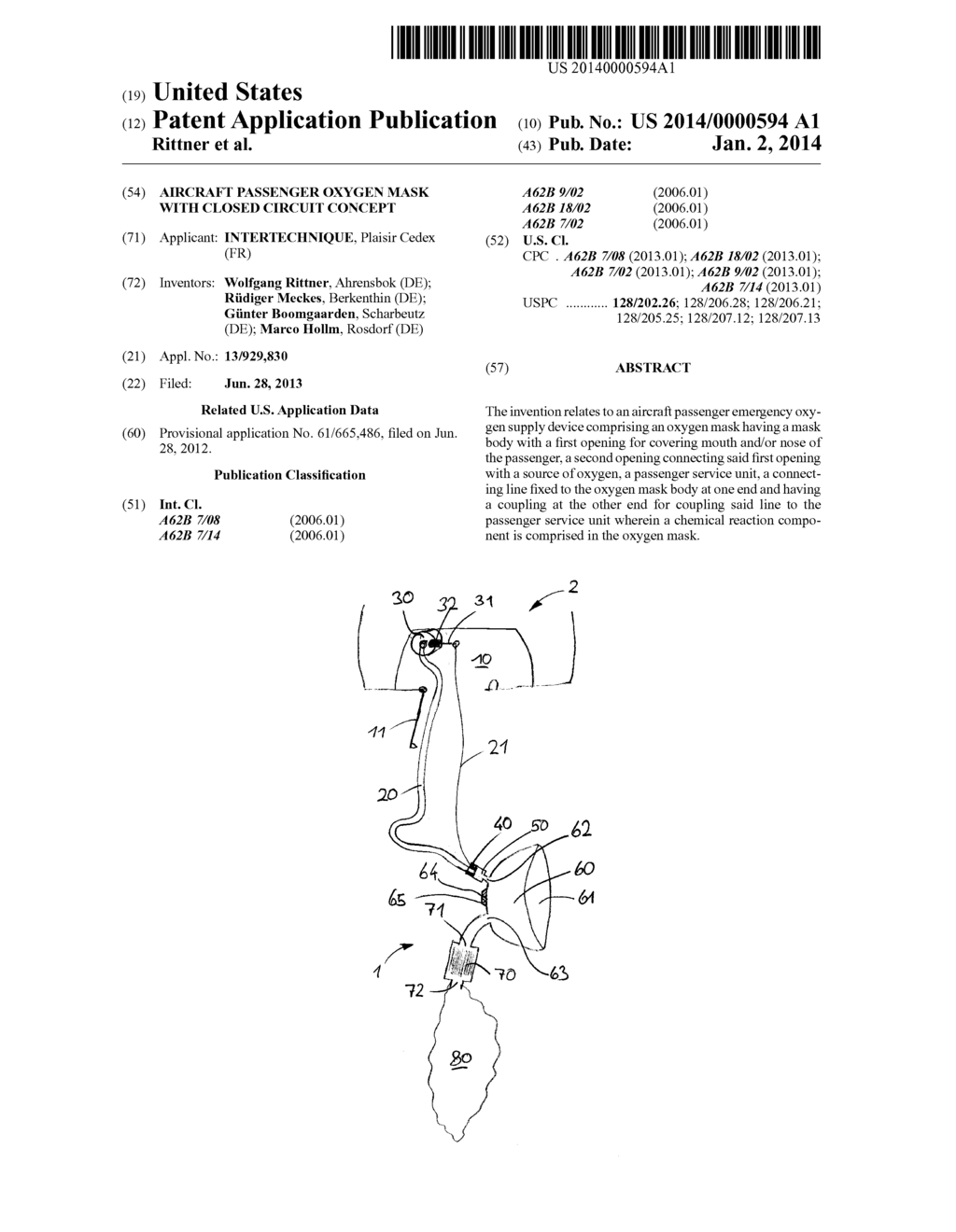 Aircraft passenger oxygen mask with closed circuit concept - diagram, schematic, and image 01