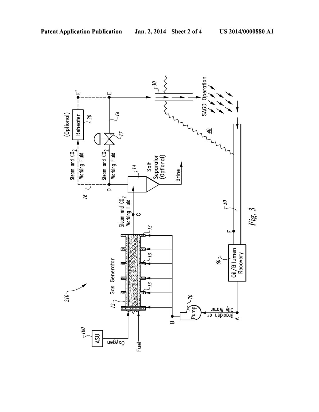 METHOD OF DIRECT STEAM GENERATION USING AN OXYFUEL COMBUSTOR - diagram, schematic, and image 03