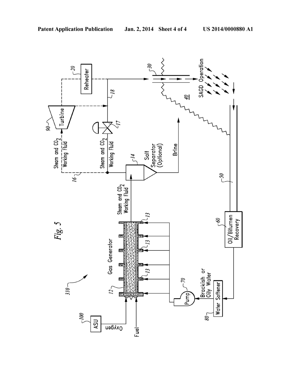 METHOD OF DIRECT STEAM GENERATION USING AN OXYFUEL COMBUSTOR - diagram, schematic, and image 05