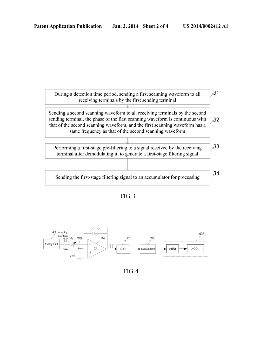 NOISE REDUCTION METHOD, DEVICE AND SYSTEM ON THE BASIS OF TOUCH DETECTION     OF A CAPACITIVE SCREEN - diagram, schematic, and image 03