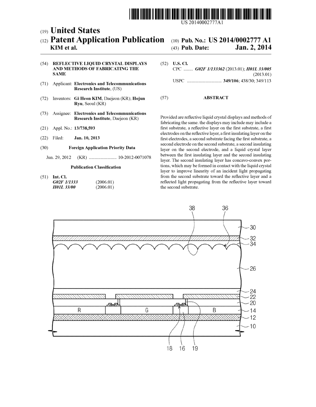 REFLECTIVE LIQUID CRYSTAL DISPLAYS AND METHODS OF FABRICATING THE SAME - diagram, schematic, and image 01