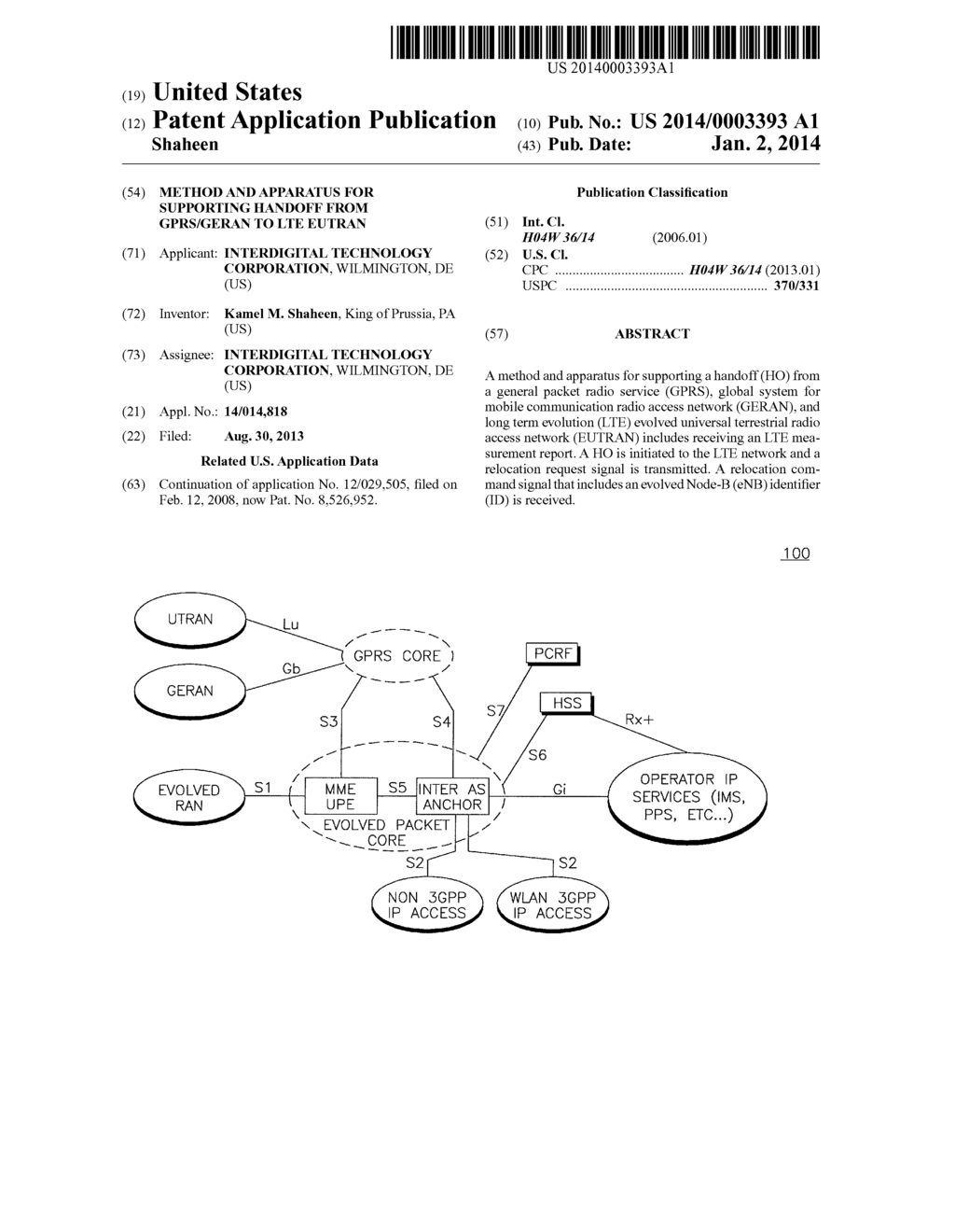 METHOD AND APPARATUS FOR SUPPORTING HANDOFF FROM GPRS/GERAN TO LTE EUTRAN - diagram, schematic, and image 01