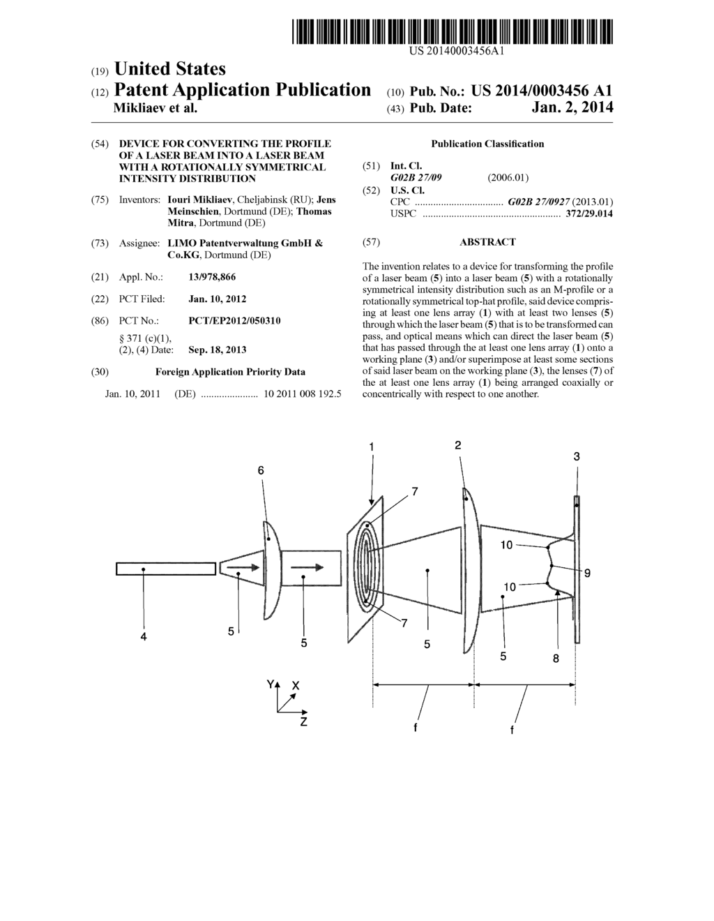 Device For Converting The Profile of a Laser Beam Into a Laser Beam With a     Rotationally Symmetrical Intensity Distribution - diagram, schematic, and image 01