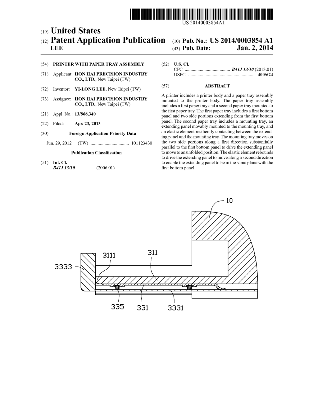 PRINTER WITH PAPER TRAY ASSEMBLY - diagram, schematic, and image 01