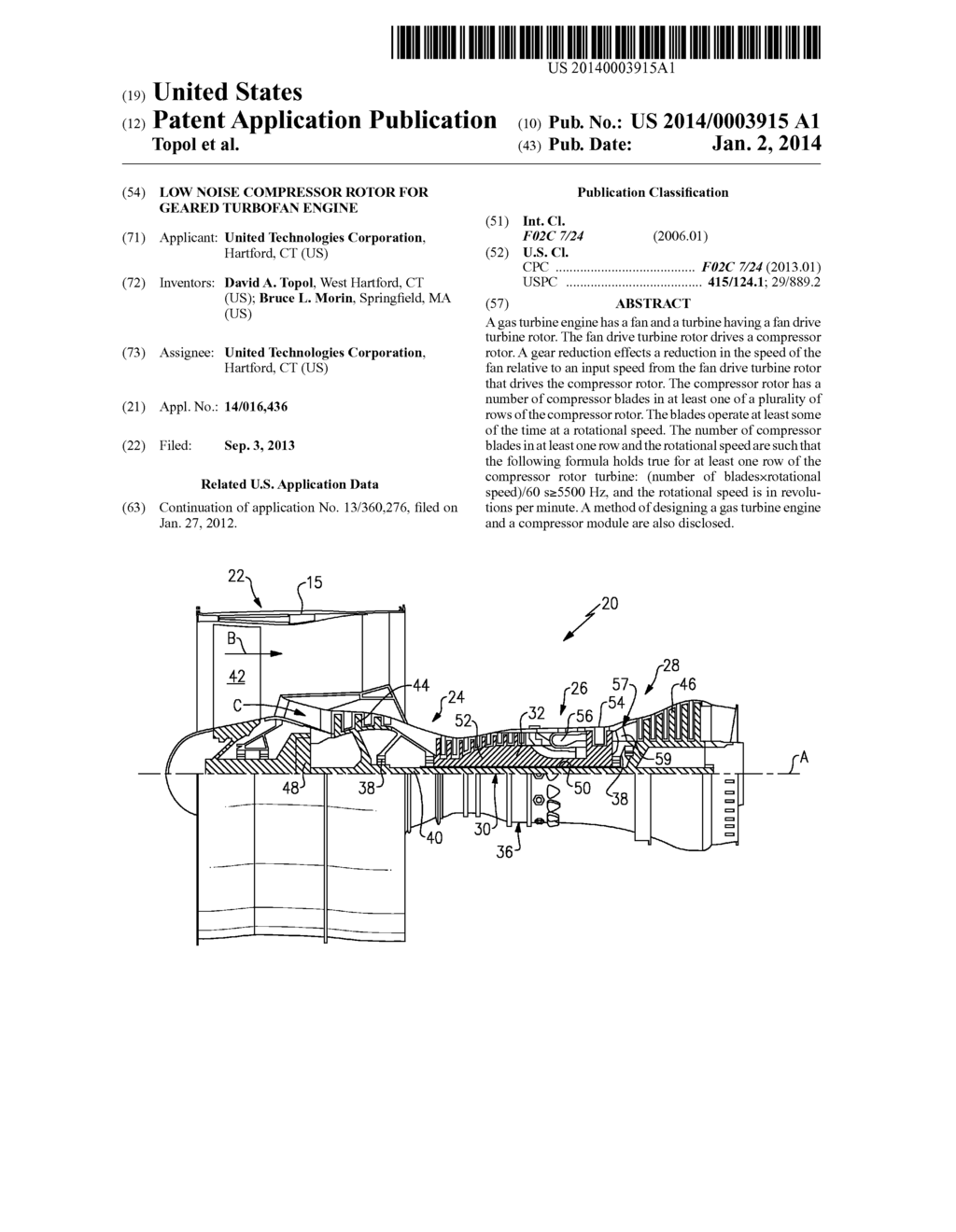 LOW NOISE COMPRESSOR ROTOR FOR GEARED TURBOFAN ENGINE - diagram, schematic, and image 01