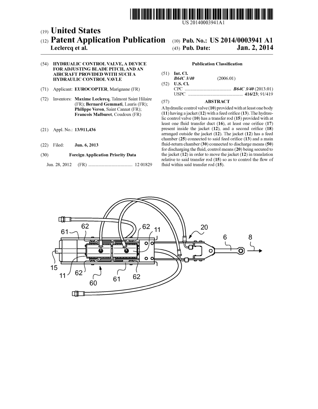 HYDRUALIC CONTROL VALVE, A DEVICE FOR ADJUSTING BLADE PITCH, AND AN     AIRCRAFT PROVIDED WITH SUCH A HYDRAULIC CONTROL VAVLE - diagram, schematic, and image 01