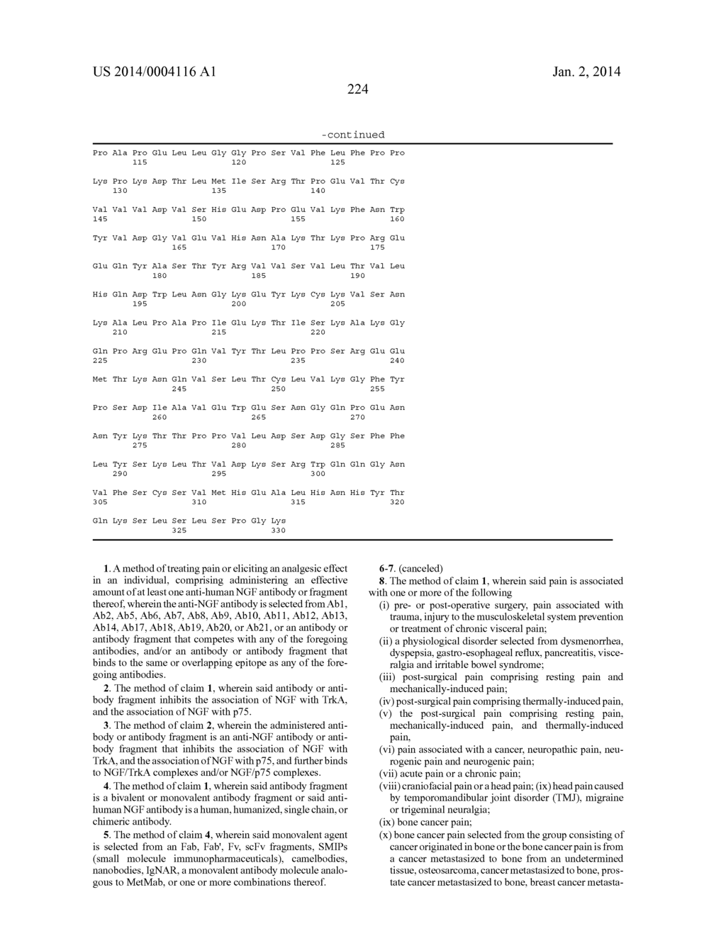 METHODS OF PREVENTING OR TREATING PAIN USING ANTI-NGF ANTIBODIES - diagram, schematic, and image 323