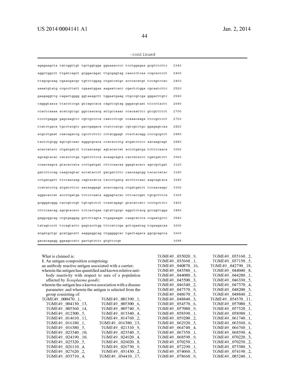 Methods And Compositions Of Protein Antigens For The Diagnosis And     Treatment Of Toxoplasma Gondii Infections And Toxoplasmosis - diagram, schematic, and image 57