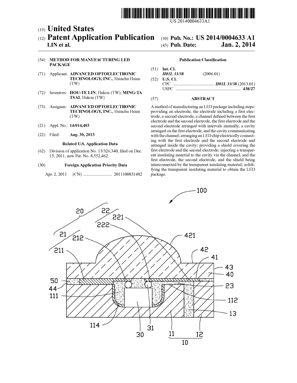 METHOD FOR MANUFACTURING LED PACKAGE - diagram, schematic, and image 01