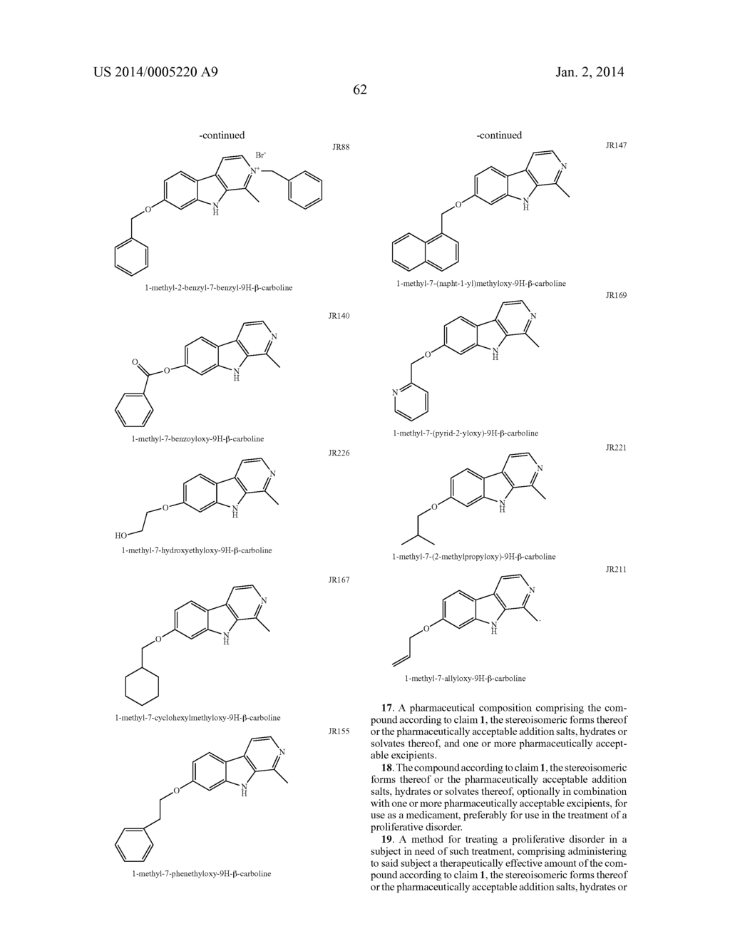 BETA CARBOLINE DERIVATIVES USEFUL IN THE TREATMENT OF PROLIFERATIVE     DISORDERS - diagram, schematic, and image 66